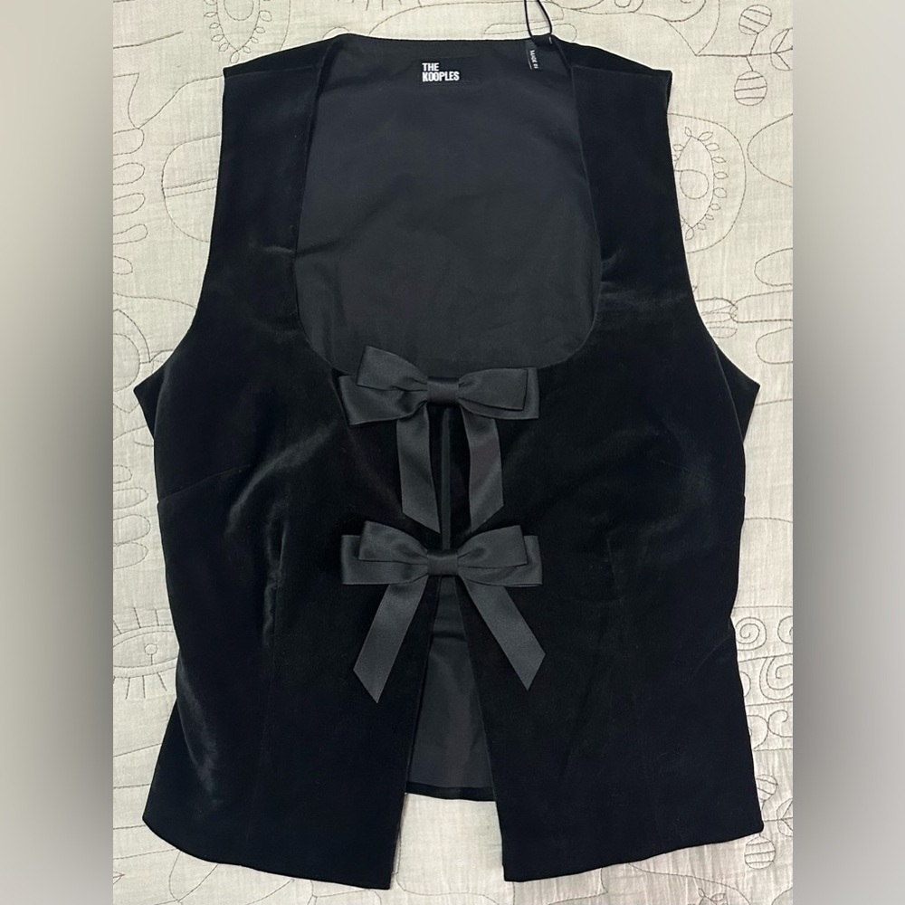 NWT The Kooples Black Bows Velvet Top Vest Size 0 (XS)